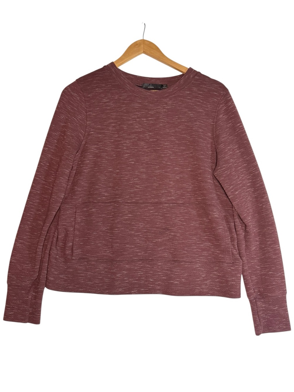 Prana Heathered Mauve Long Sleeve Crewneck Sweatshirt LARGE